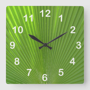 Reloj Cuadrado Naturalmente Guay Surfaces_Palm Frond (con números