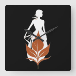Reloj Cuadrado Nature and Woman Silhouette Elegant Feminine Art