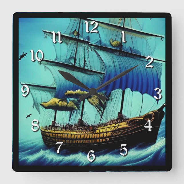 Reloj Cuadrado Náutica de Barco Alto (Anverso)