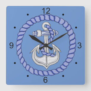 Reloj Cuadrado Nautical Anchor 2 Square Wall Clock