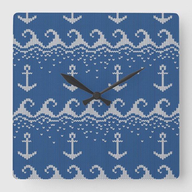 Reloj Cuadrado Nautical Knit Pattern (Anverso)