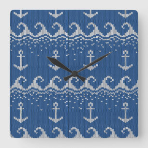 Reloj Cuadrado Nautical Knit Pattern