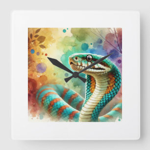 Reloj Cuadrado Nauyaca Snake 050824AREF122 - Watercolor
