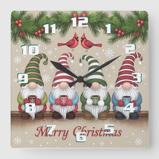 Reloj Cuadrado Navidad adorable (Anverso)