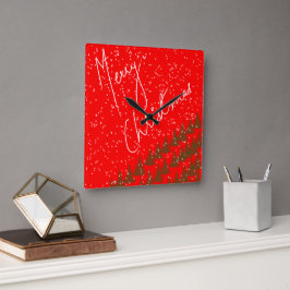 Reloj Cuadrado Navidad Alegre Dibujada a Mano