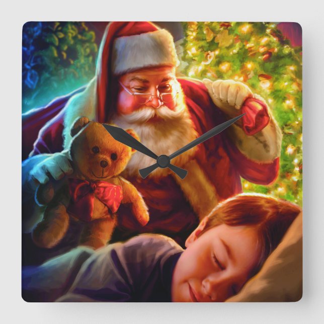 Reloj Cuadrado Navidad de Santa (Anverso)