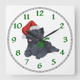 Reloj Cuadrado Navidad de Terrier de mojón