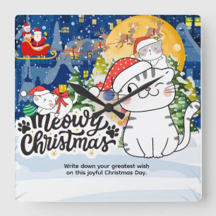 Reloj Cuadrado Navidad Gatuna
