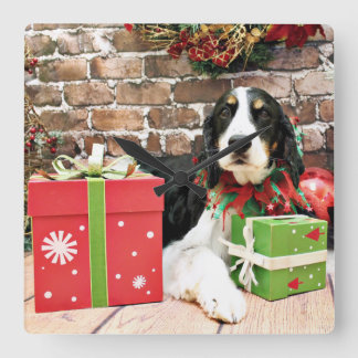 Reloj Cuadrado Navidad - perro de aguas de saltador inglés - mac