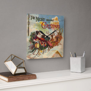 Reloj Cuadrado Navidad Vintage, La Noche Antes de Navidad