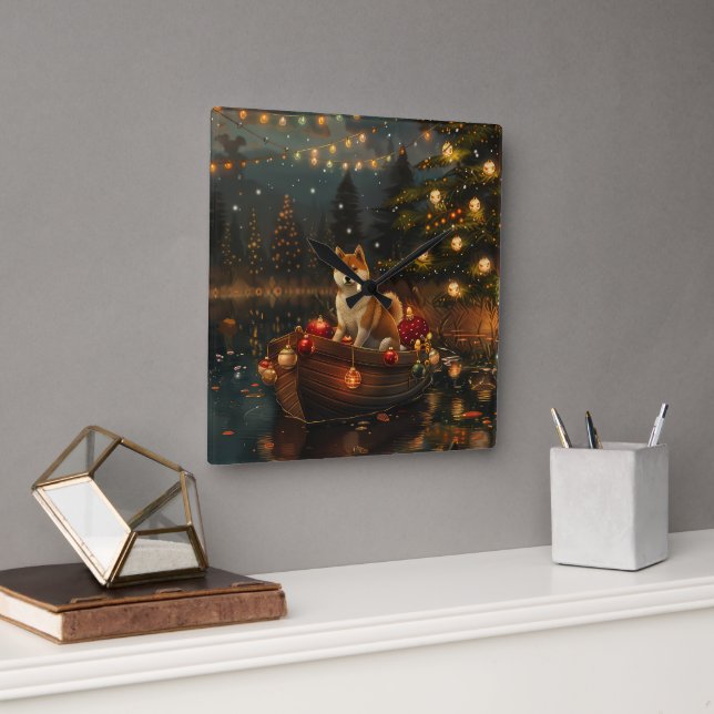 Reloj Cuadrado Navidades Akita Festividad (Oficina)