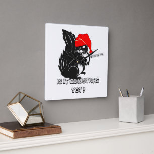 Reloj Cuadrado navidades ardilla, ¿ya son navidades?