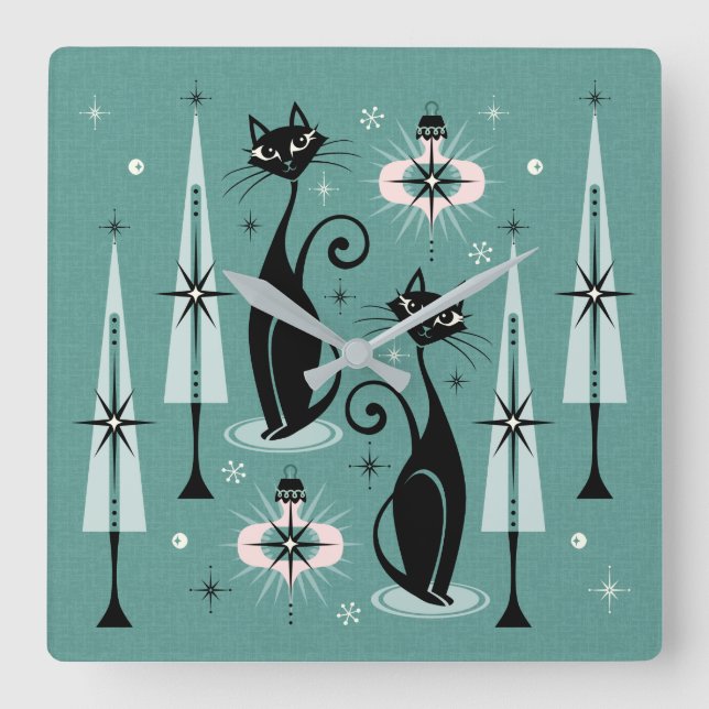 Reloj Cuadrado Navidades Atómicos de Medid Century ©studioxtine (Anverso)