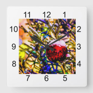 Reloj Cuadrado Navidades Ball Red