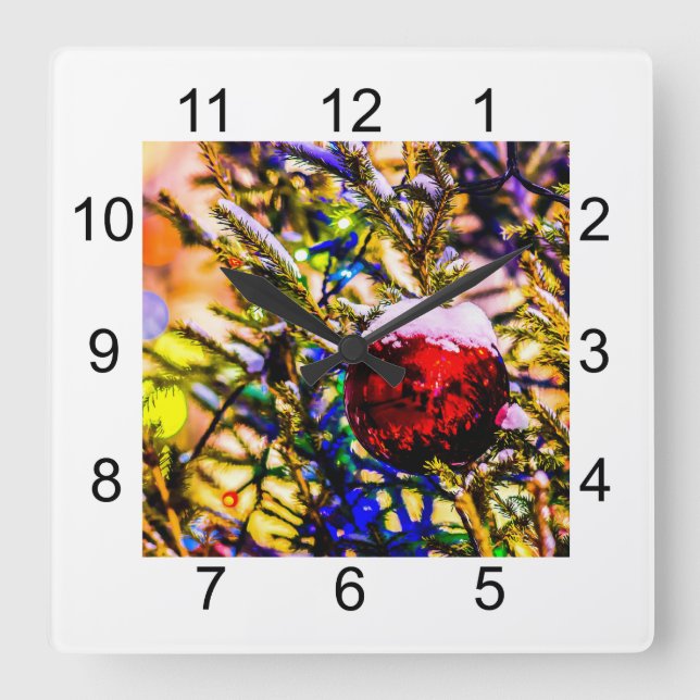 Reloj Cuadrado Navidades Ball Red (Anverso)