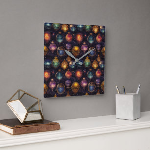 Reloj Cuadrado Navidades Baubles Wall Clock