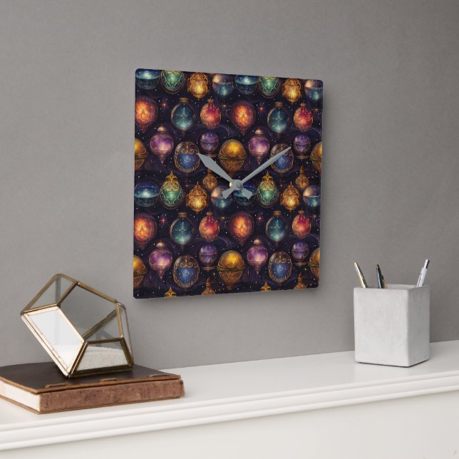 Reloj Cuadrado Navidades Baubles Wall Clock (Oficina)