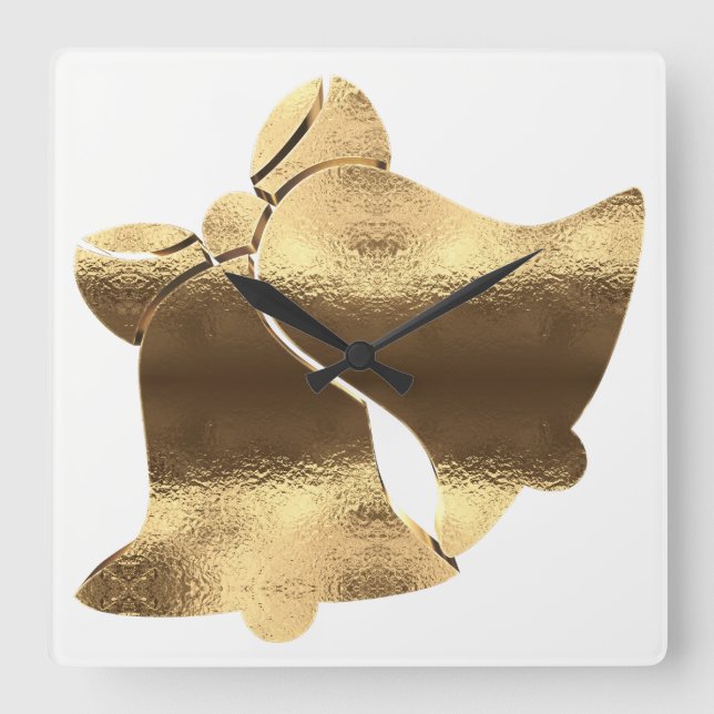 Reloj Cuadrado Navidades Bells Oro Blanco Fiesta Elegante (Anverso)