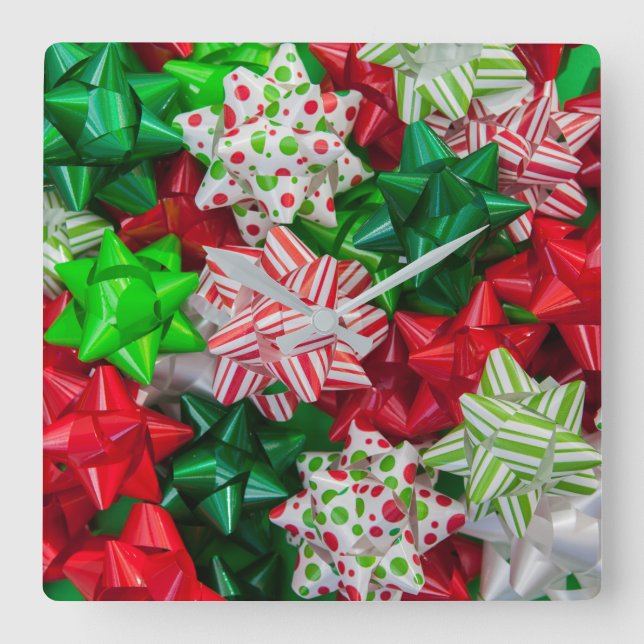 Reloj Cuadrado Navidades Bows (Anverso)