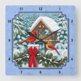 Reloj Cuadrado Navidades Cardinales Festín Azul