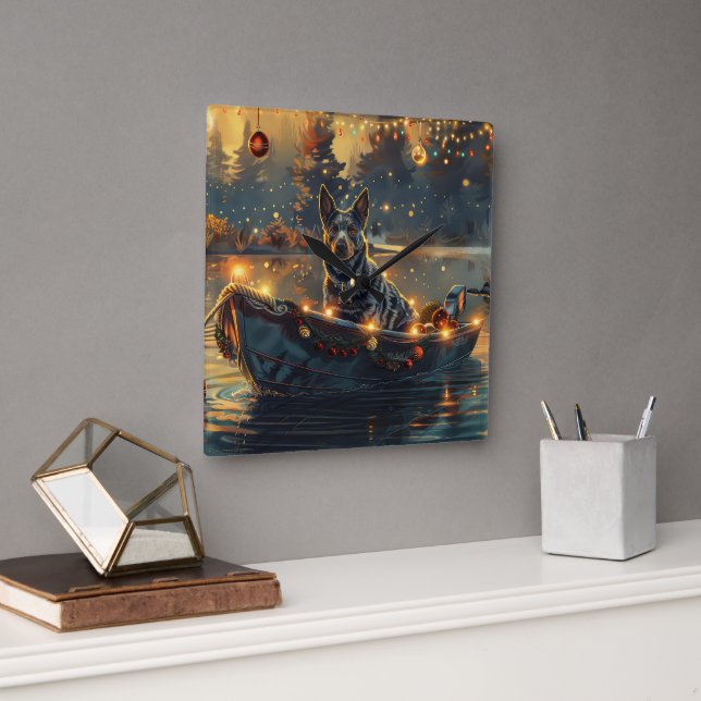 Reloj Cuadrado Navidades de Blue Heeler (Oficina)