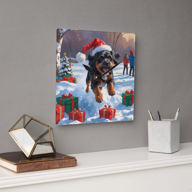 Reloj Cuadrado Navidades de Bouviers des Flandres en escena de ni (Oficina)