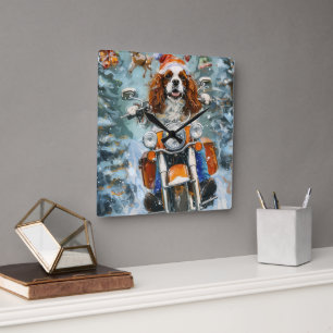 Reloj Cuadrado Navidades de Cavalier King Charles Spaniel