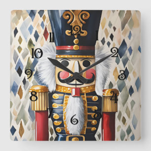 Reloj Cuadrado Navidades de color de agua ilustrados Nutcracker