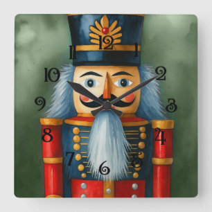 Reloj Cuadrado Navidades de color de agua ilustrados Nutcracker