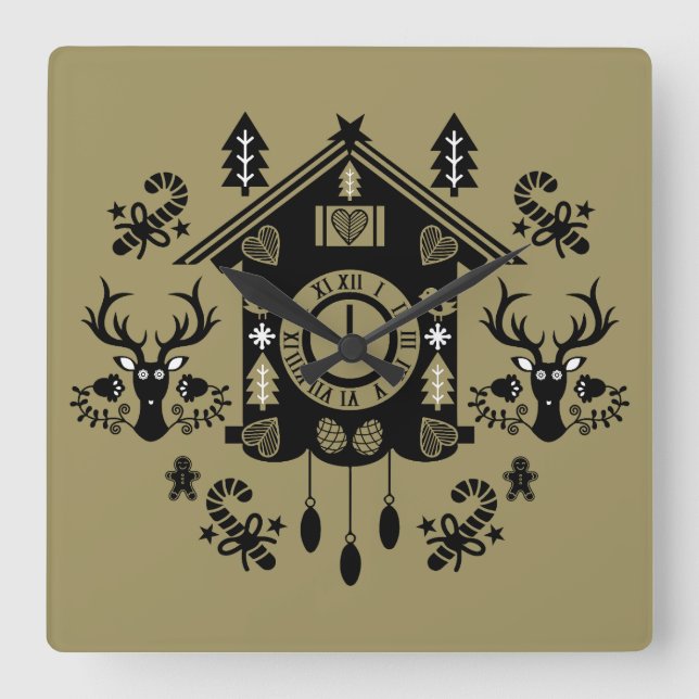 Reloj Cuadrado Navidades de Cuckoo Clock de Alemania (Anverso)