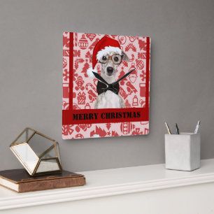 Reloj Cuadrado Navidades de Cute Santa Dog