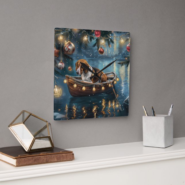 Reloj Cuadrado Navidades de Foxhound ingleses norteamericanos dis (Oficina)