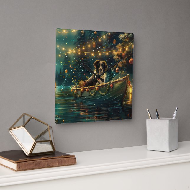 Reloj Cuadrado Navidades de Frontera Collie Voyage festivo (Oficina)