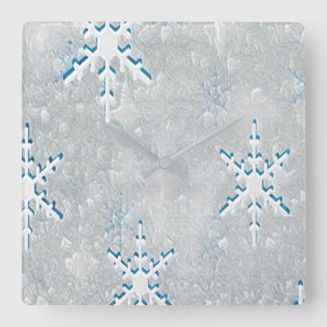 Reloj Cuadrado Navidades de IceSnowflakes (Anverso)
