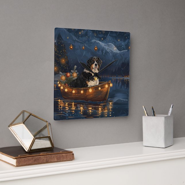 Reloj Cuadrado Navidades de la Gran Montaña Suiza disfrutan de un (Oficina)