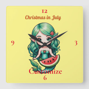 Reloj Cuadrado Navidades de la Sirenita de Julio Thunder_Cove