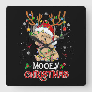 Reloj Cuadrado Navidades de la vaca de Mooey Highland