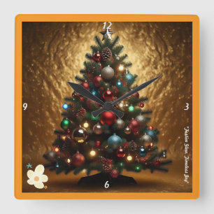 Reloj Cuadrado "Navidades de oro alegres"