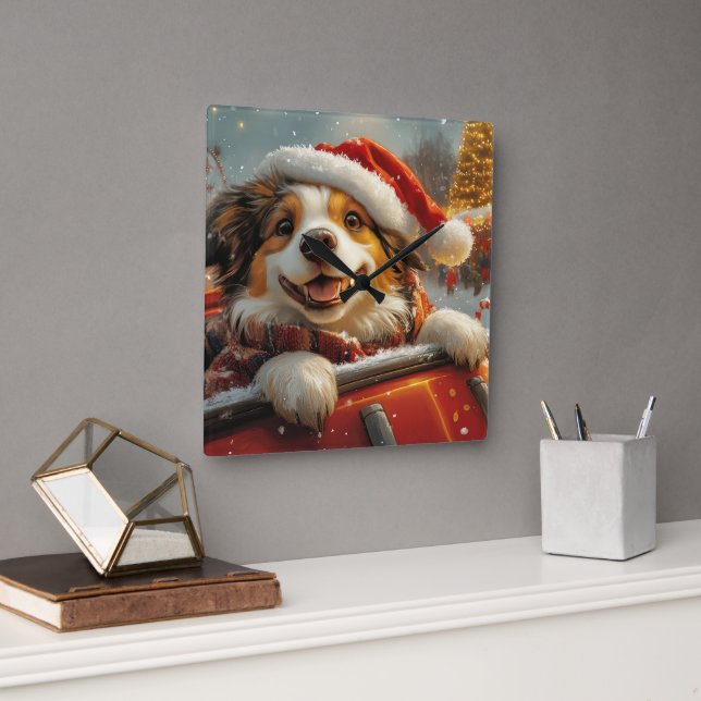 Reloj Cuadrado Navidades de Pascua de Pastores de Perro Anatolia (Oficina)
