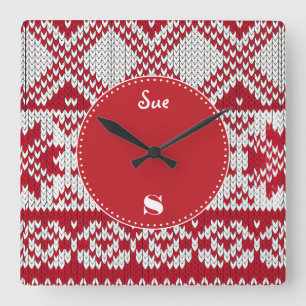 Reloj Cuadrado Navidades de punto