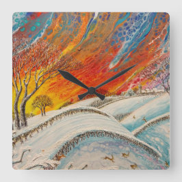 Reloj Cuadrado Navidades del Día del Invierno de Inglaterra