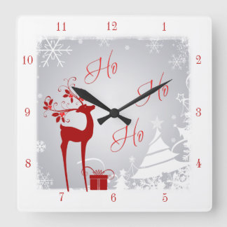 Reloj Cuadrado Navidades del Ho Ho Rojo y Gris se quedan con cier