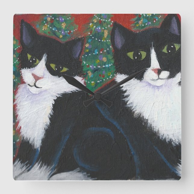 RELOJ CUADRADO NAVIDADES EN BLANCO Y NEGRO (Anverso)