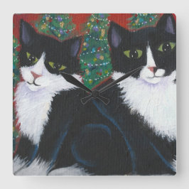 RELOJ CUADRADO NAVIDADES EN BLANCO Y NEGRO