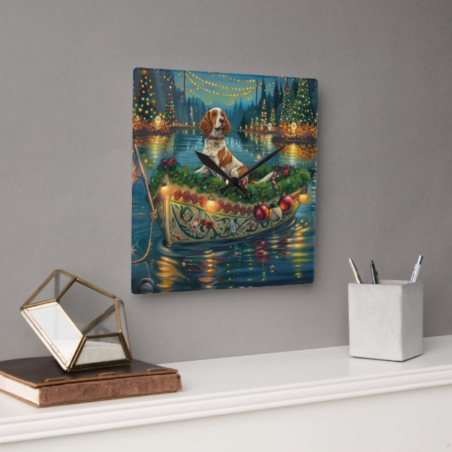 Reloj Cuadrado Navidades españoles de Bretaña disfrutan del viaje (Oficina)