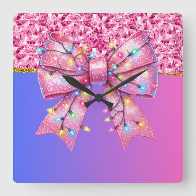 Reloj Cuadrado Navidades Fiesta Drip Bling Festividad Feliz Navid (Anverso)