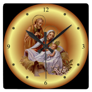 Reloj Cuadrado Navidades ~ La Sagrada Familia ~ Natividad ~ * ~ ~