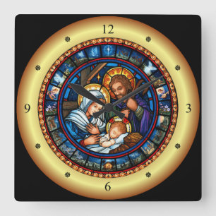 Reloj Cuadrado Navidades ~ La Sagrada Familia ~ Natividad ~ * ~ ~