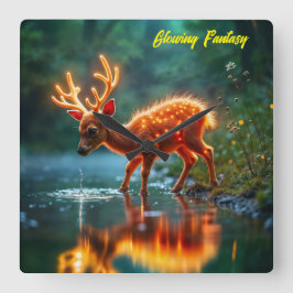 Reloj Cuadrado Navidades luces mágicas del arroyo de ciervos jóve