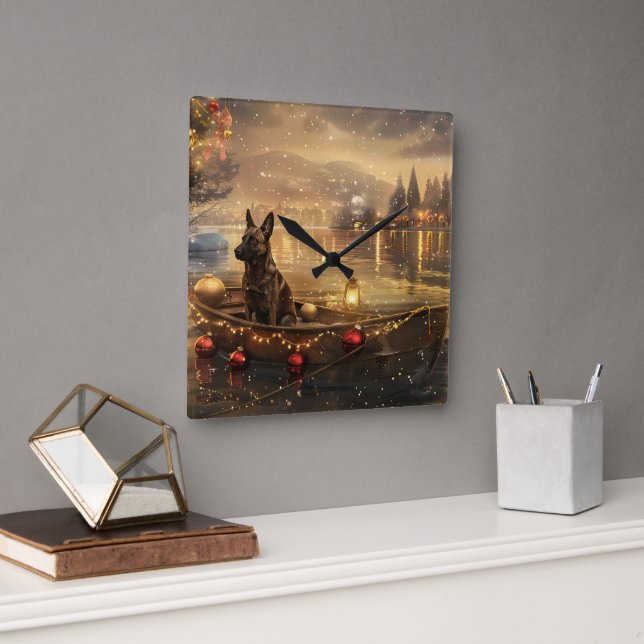 Reloj Cuadrado Navidades malineses de Bélgica: Viaje festivo (Oficina)